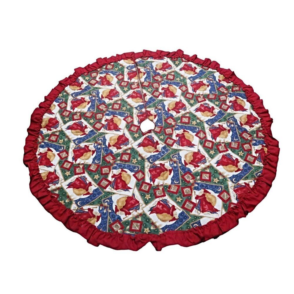 Vintage Christmas Tree Skirt Santa Claus Cottage Core Granny